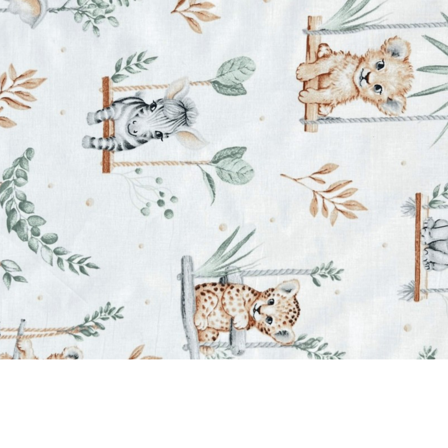 Tissu Coton Motif Animaux Tons Vert