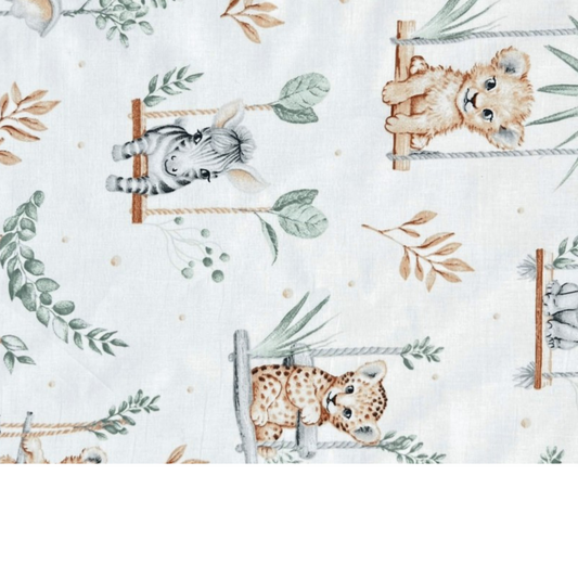 Tissu Coton Motif Animaux Tons Vert
