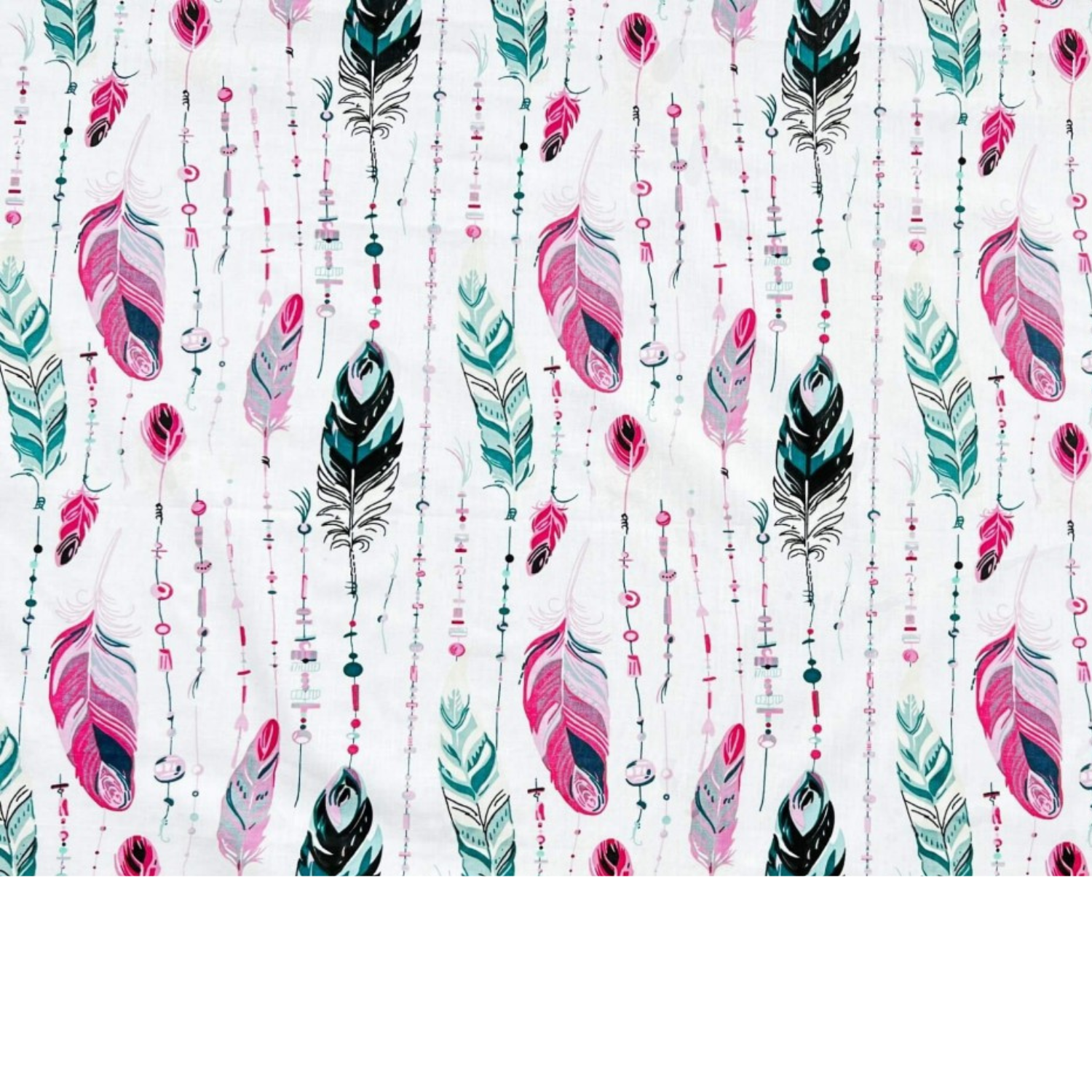 Tissu Coton Motif Plumes