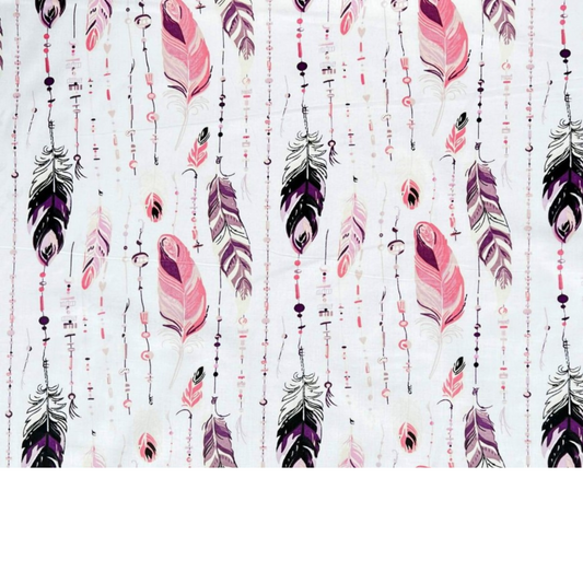 Tissu Coton Motif Plumes