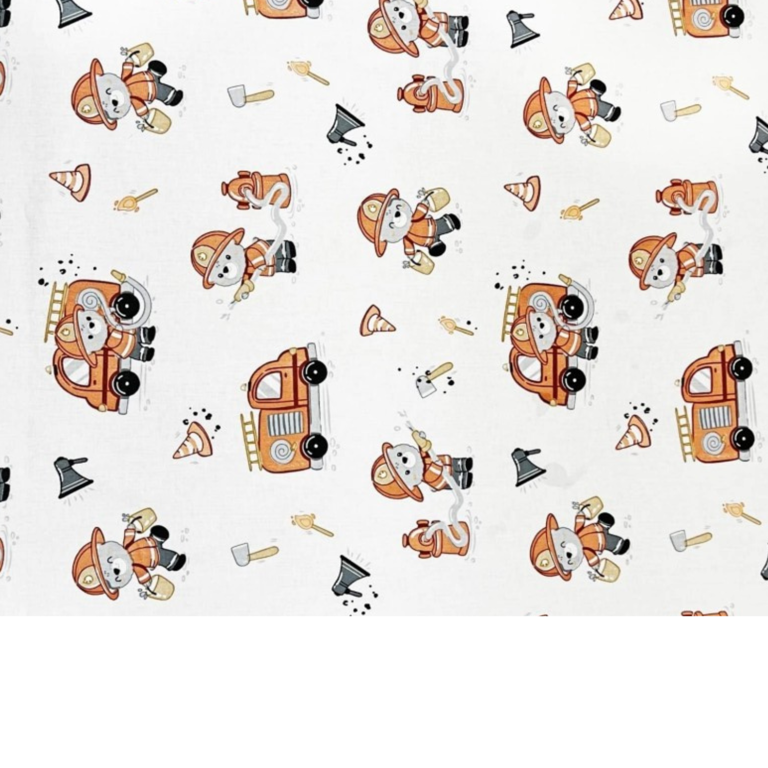 Tissu Coton Motif Oursons Pompiers