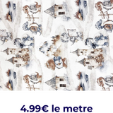 Tissu coton Motif dinosaures - bleu marine et marron