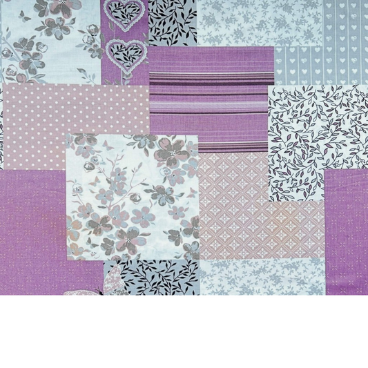 Tissu Coton Imprimé Patchwork - Marron Rose Et Gris