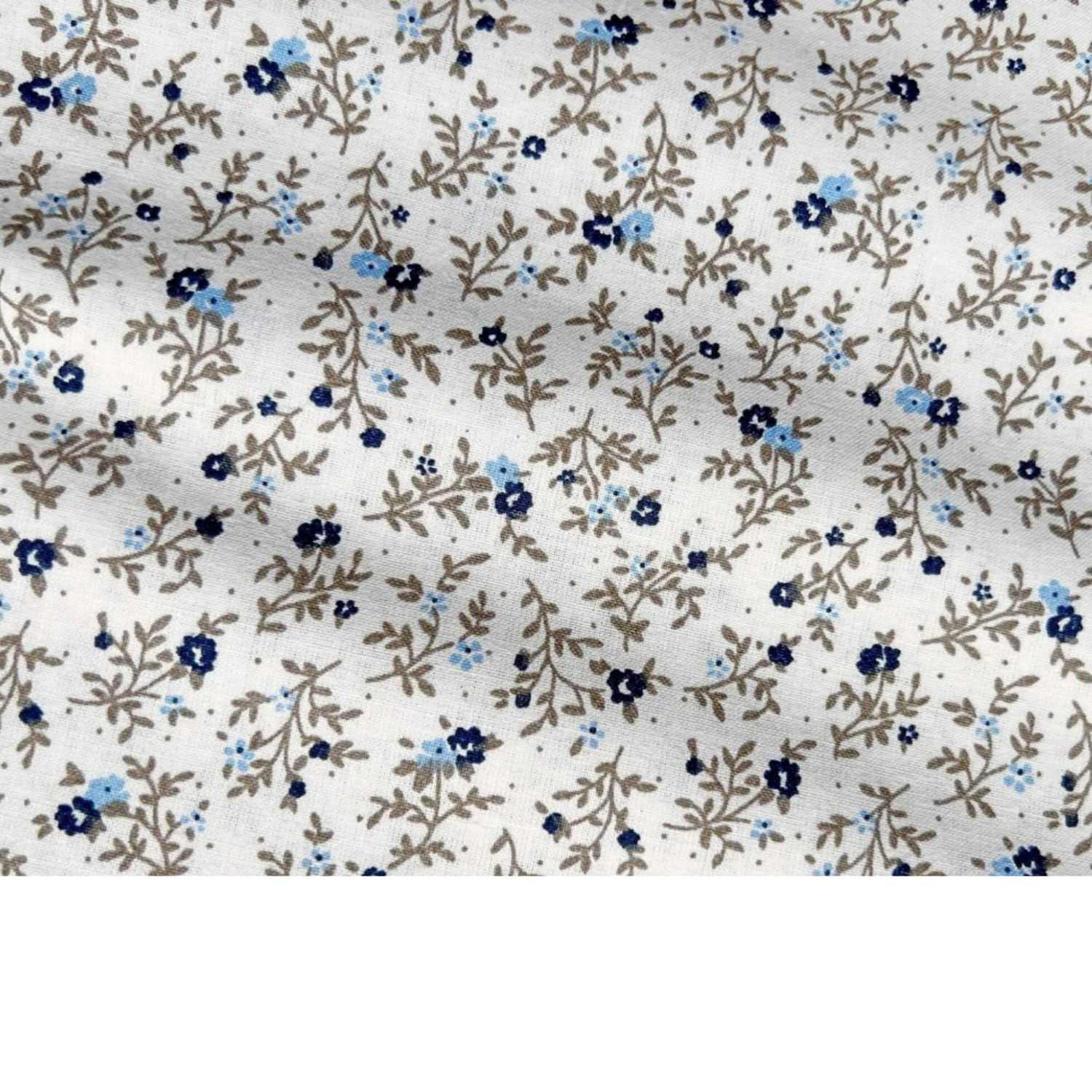 Tissu Coton Imprimé Fleurs Bleu Marine