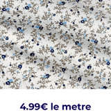 Tissu coton imprimé fleurs bleu marine