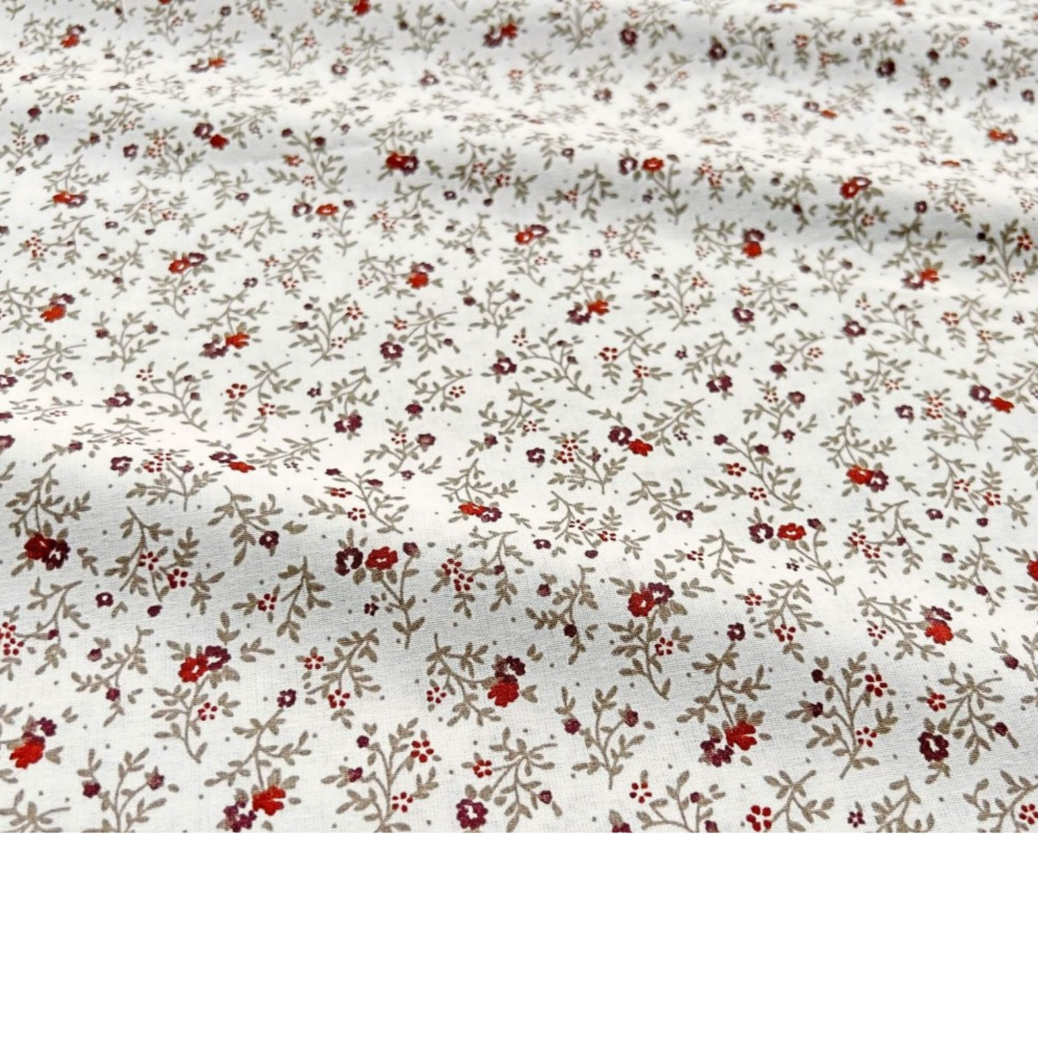 Tissu Coton Imprimé Fleurs Couleur Bordeaux