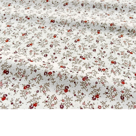 Tissu Coton Imprimé Fleurs Couleur Bordeaux