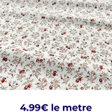 Tissu coton imprimé fleurs couleur bordeaux