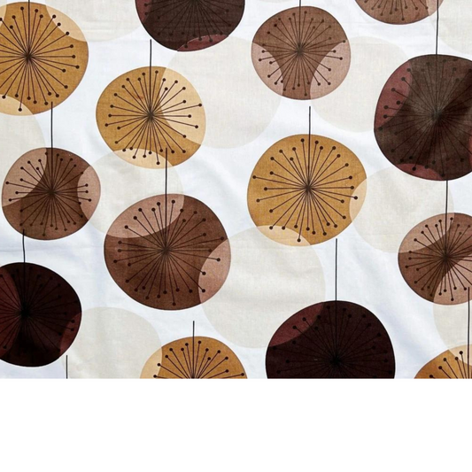Tissu Coton Imprimé Fleurs Beige Et Marron
