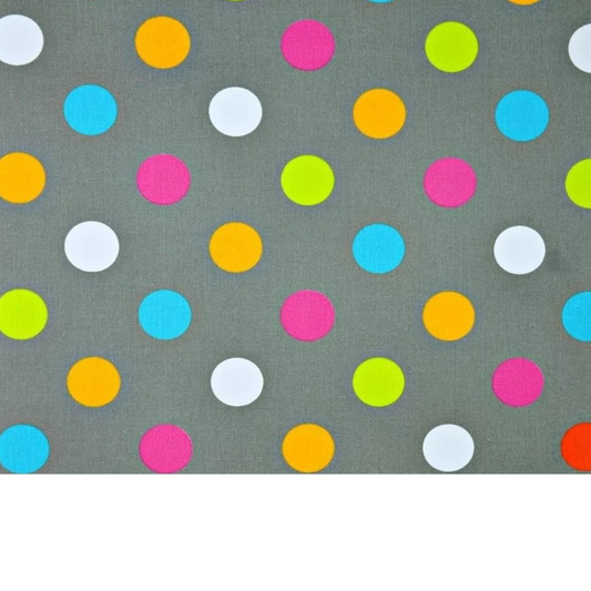 Tissu Coton Motif À Pois Colorés Fond Gris