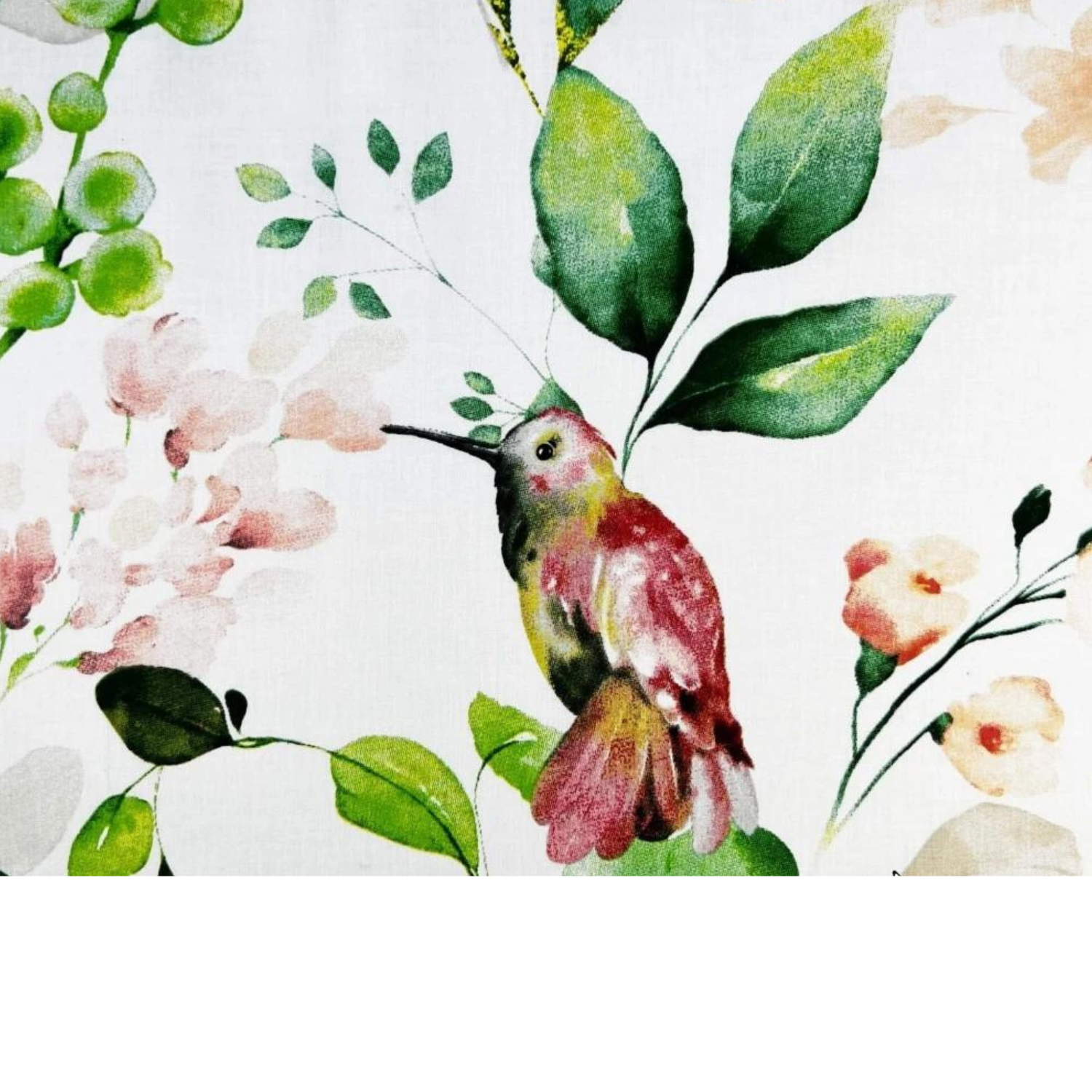 Tissu Coton Motif Fleurs Et Oiseaux