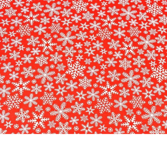 Tissu Coton Motif Flocons De Neige Rouge Et Blanc