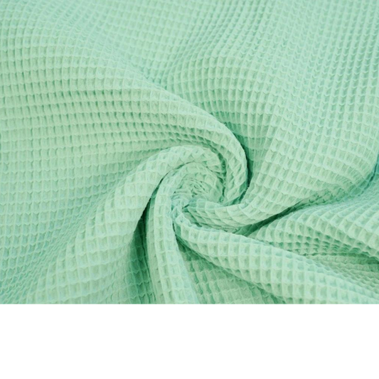 Tissu Nid d'abeille - Piqué Gaufré menthe