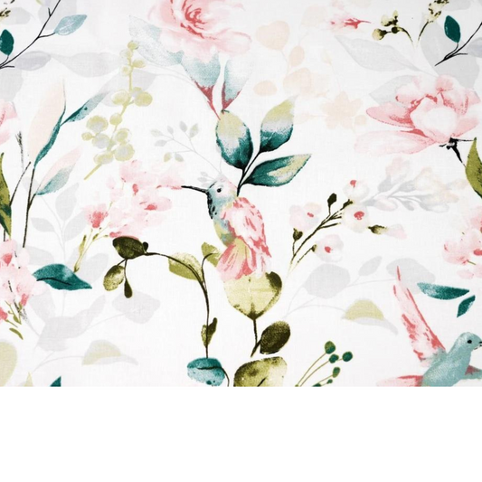Tissu Coton Motif Oiseaux Et Fleurs