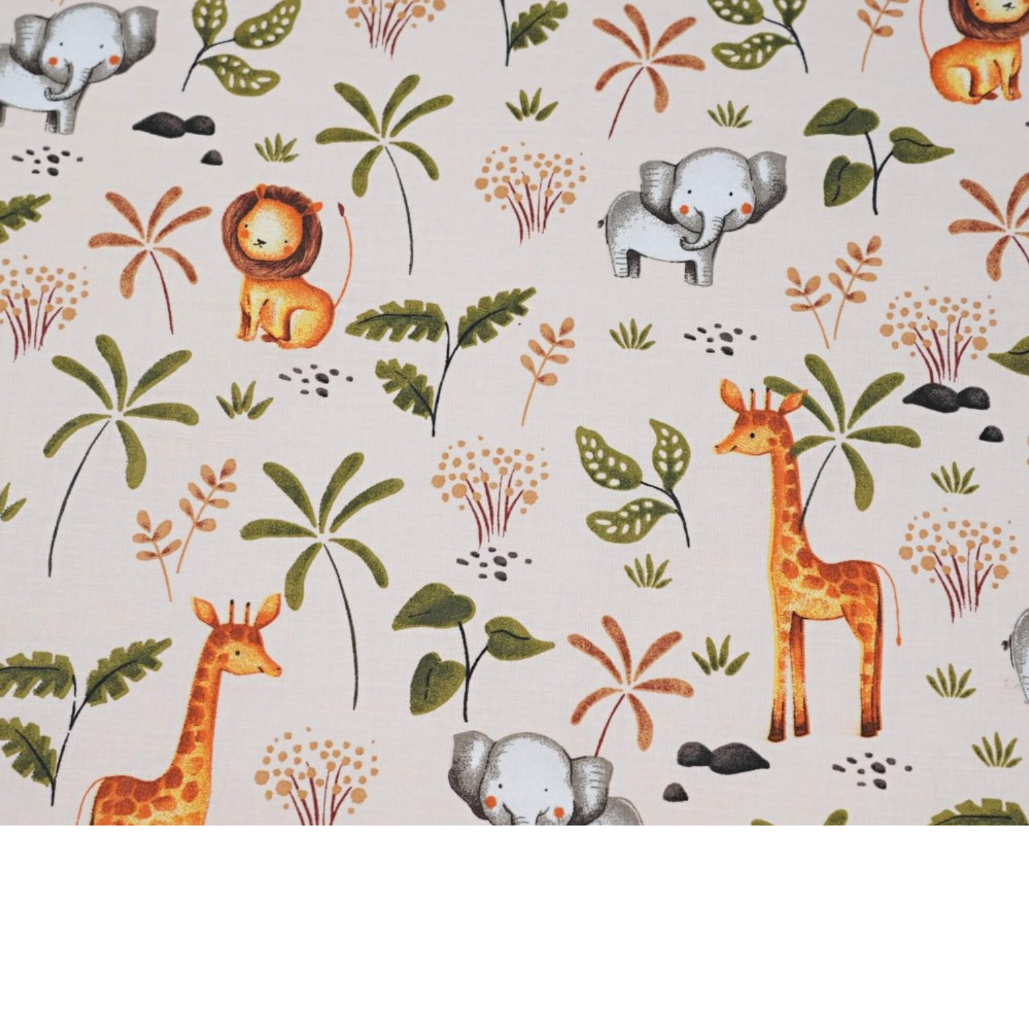 Tissu Coton Motif Animaux D’afrique Fond Couleur Abricot