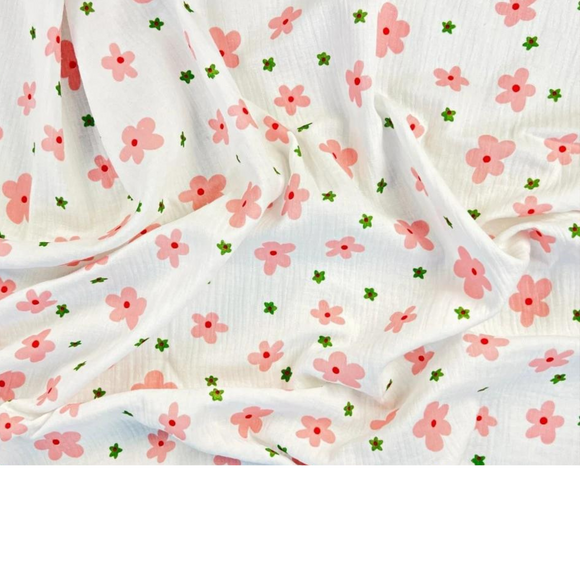 Tissu Double Gaze Imprimé Fleurs