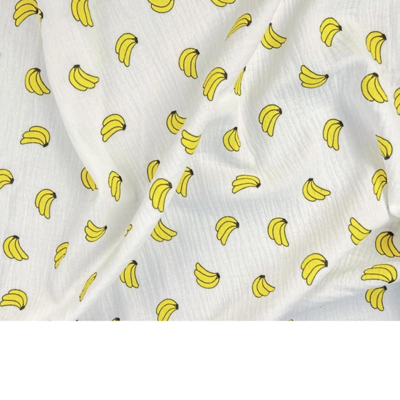 Tissu Double Gaze Imprimé Bananes