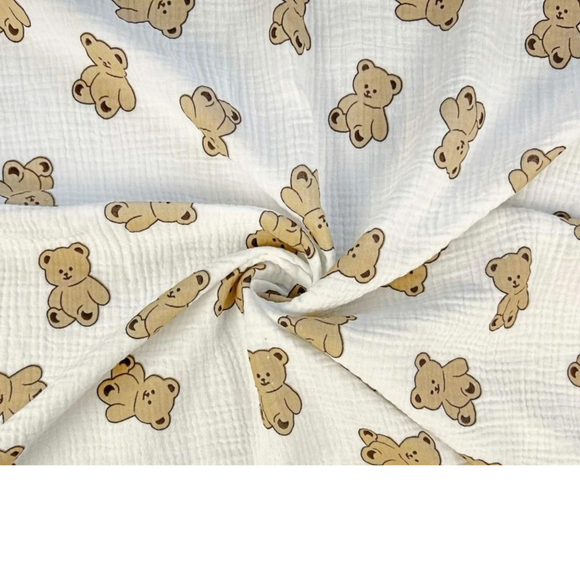 Tissu Double Gaze Imprimé Oursons