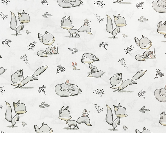 Tissu Coton Motif Renards Et Souris
