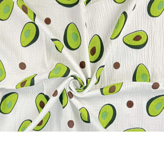 Tissu Double Gaze Imprimé Avocats