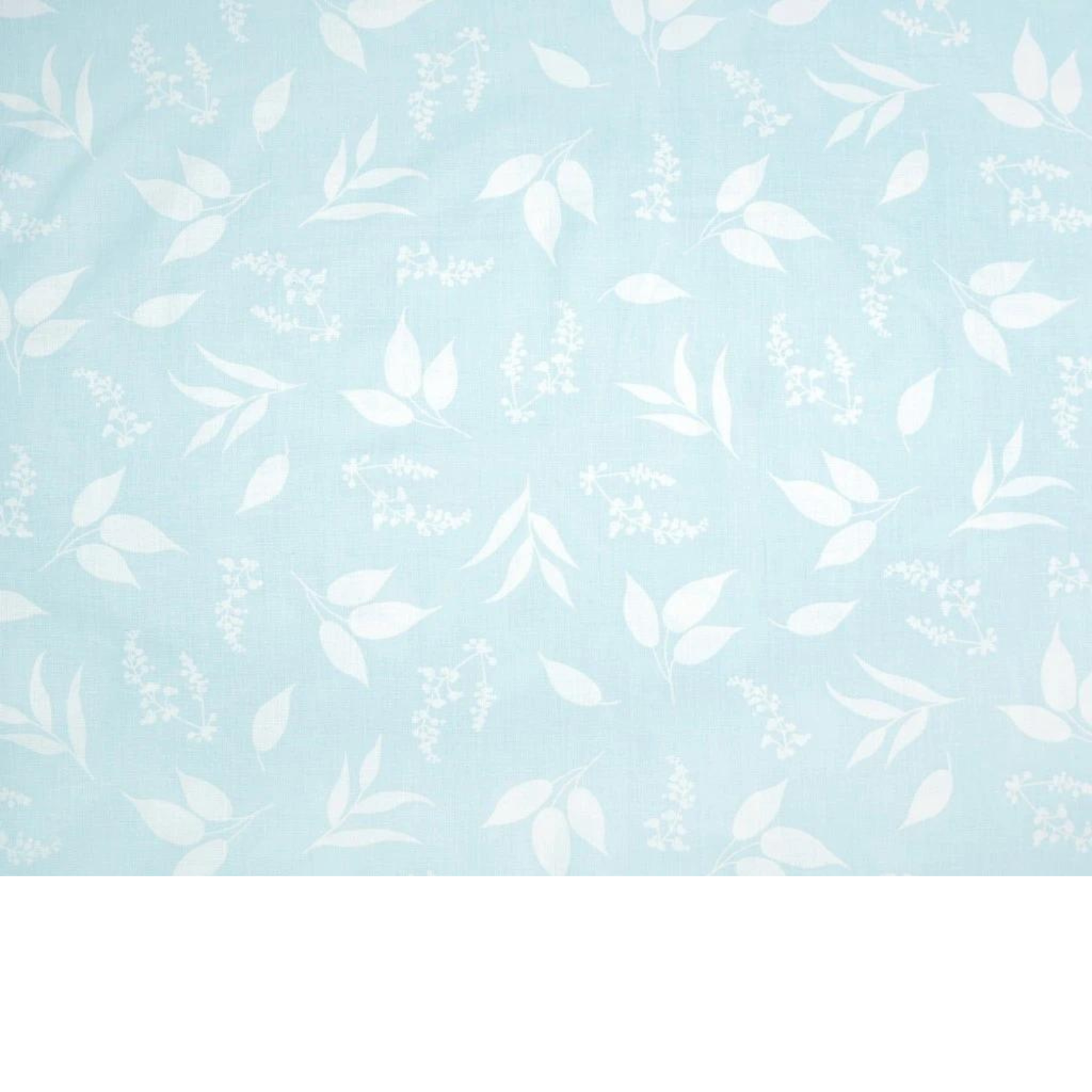 Tissu Coton Imprimé Feuilles Blanches Fond Bleu