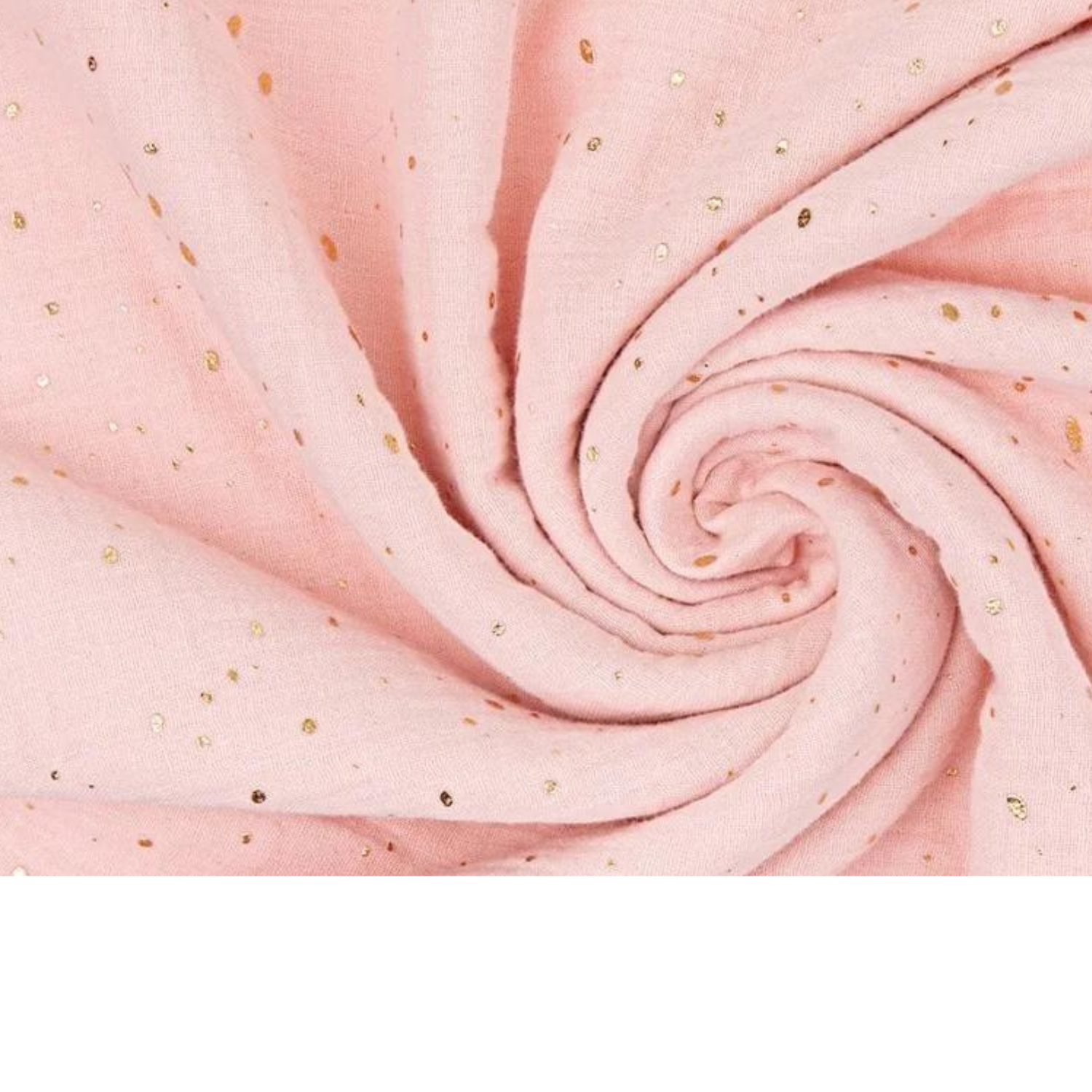Tissu Double Gaze Abricot Rosé Avec Petits Points Dorés