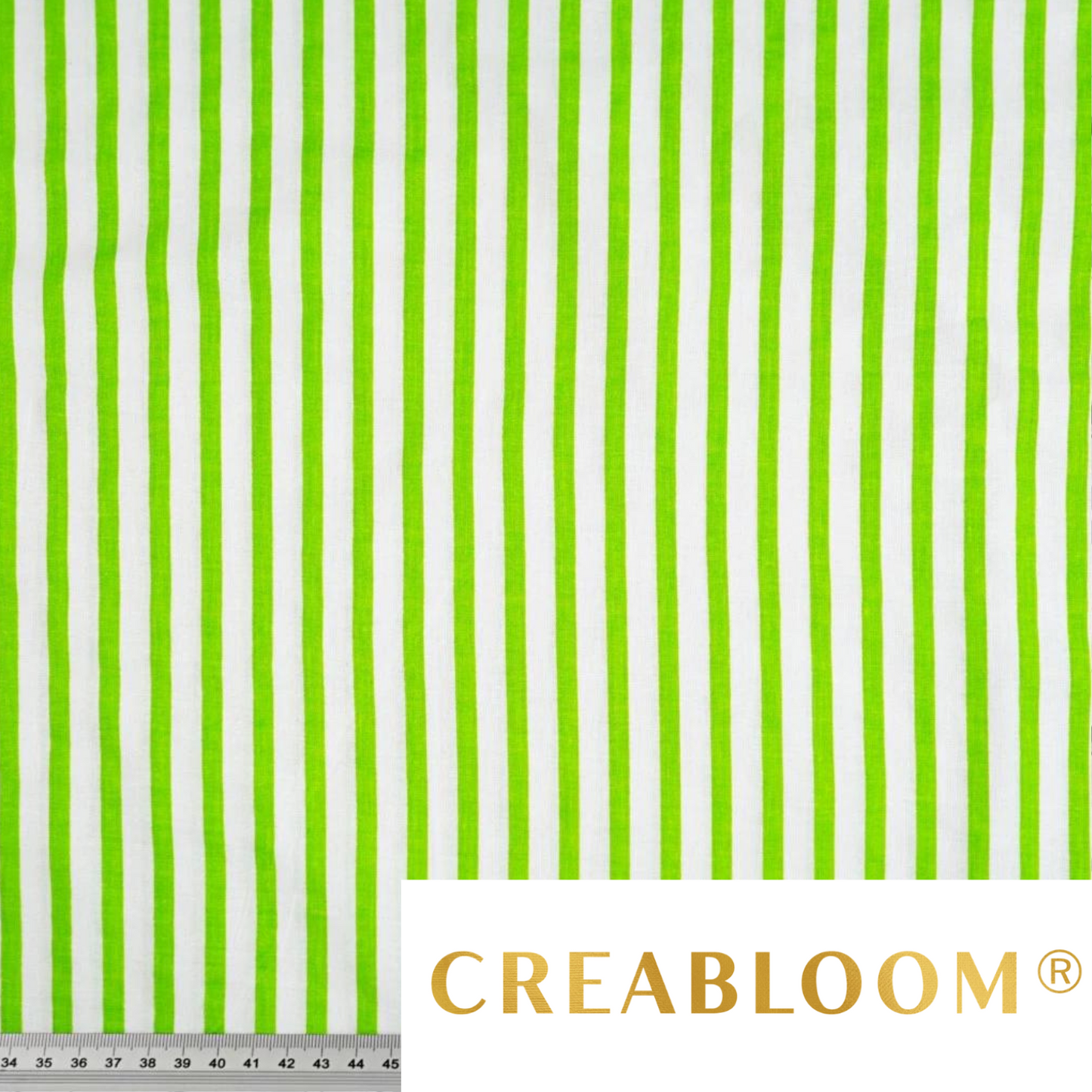 Tissu Coton Imprimé Rayures Blanc Et Vert