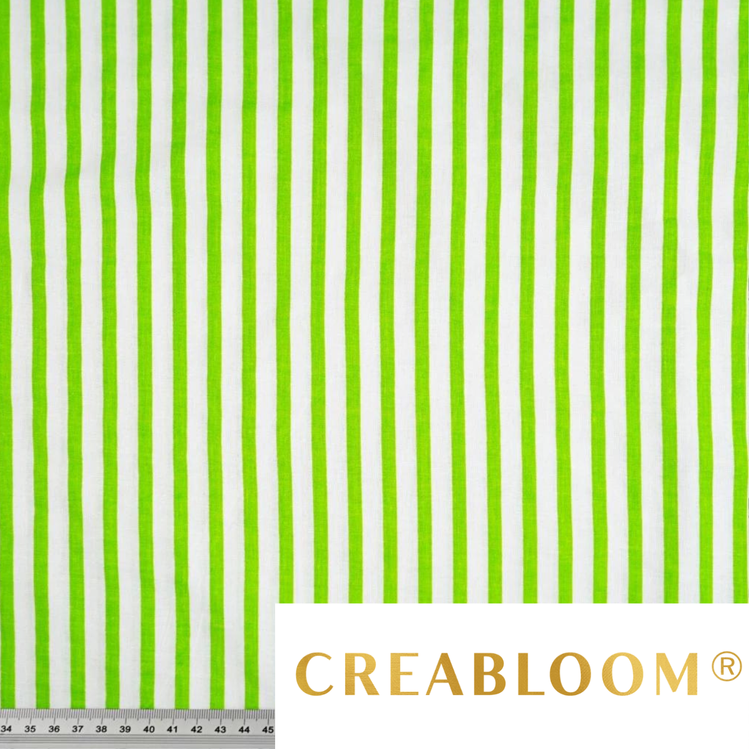 Tissu Coton Imprimé Rayures Blanc Et Vert