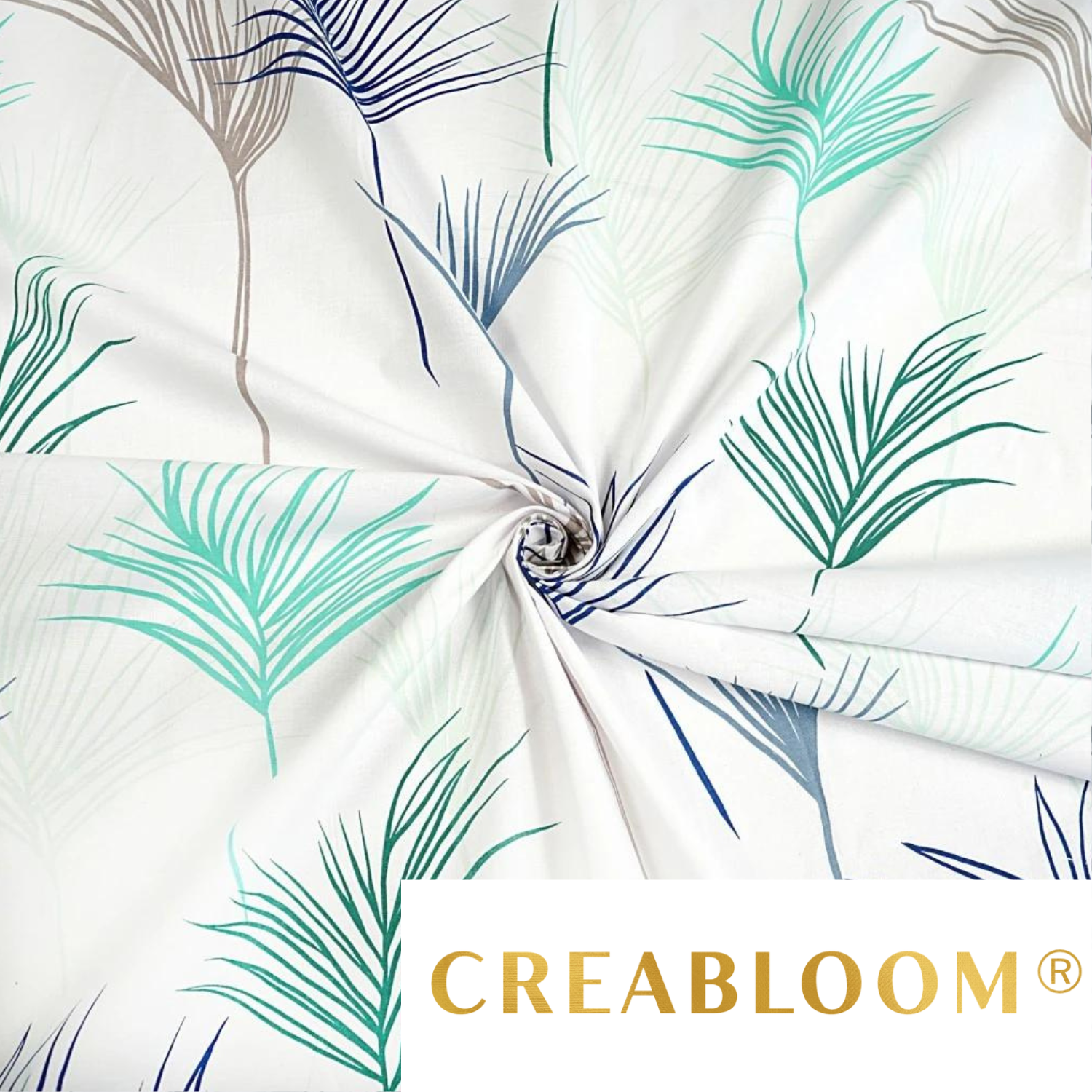 Tissu Coton Imprimé Grandes Feuilles Palmier