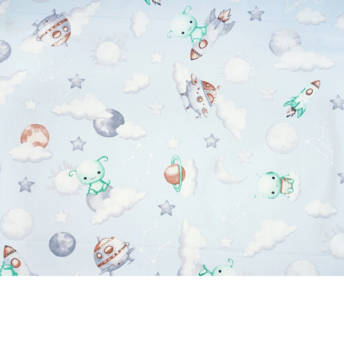 Tissu coton Motif extraterrestres dans l'espace - fond bleu