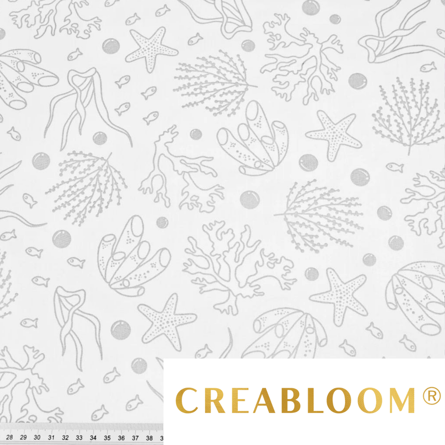 Tissu Coton Motif Sous L’océan - Gris