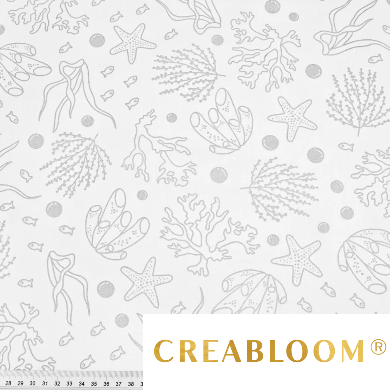 Tissu Coton Motif Sous L’océan - Gris