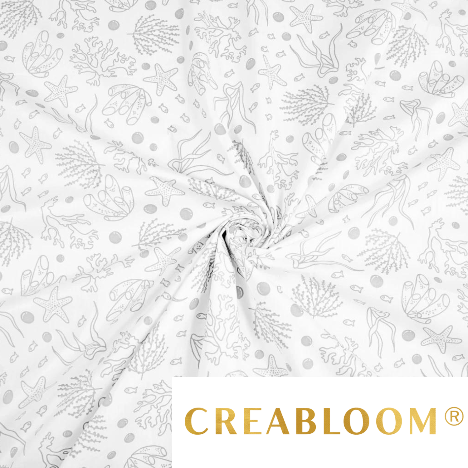 Tissu Coton Motif Sous L’océan - Gris