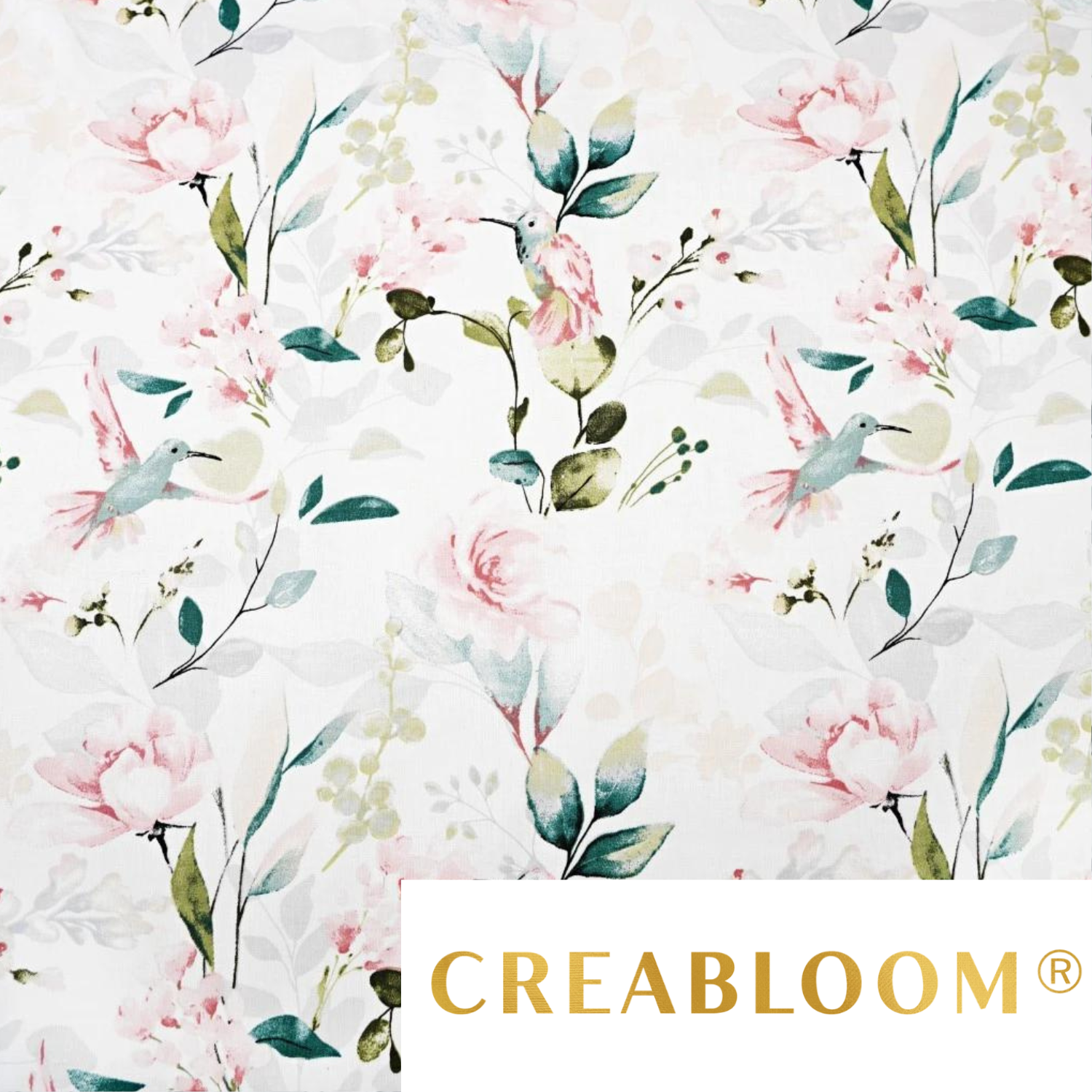 Tissu Coton Motif Oiseaux Et Fleurs