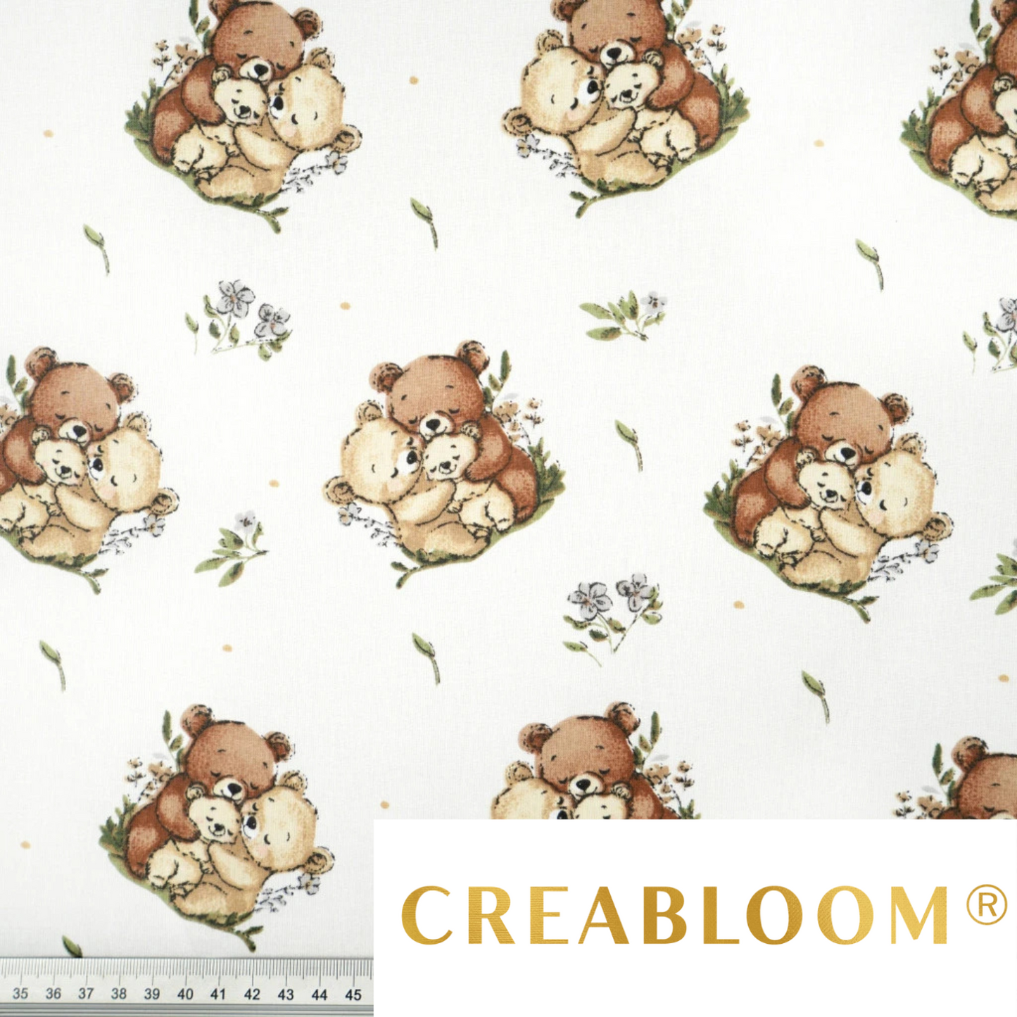 Tissu coton Motif famille d'oursons
