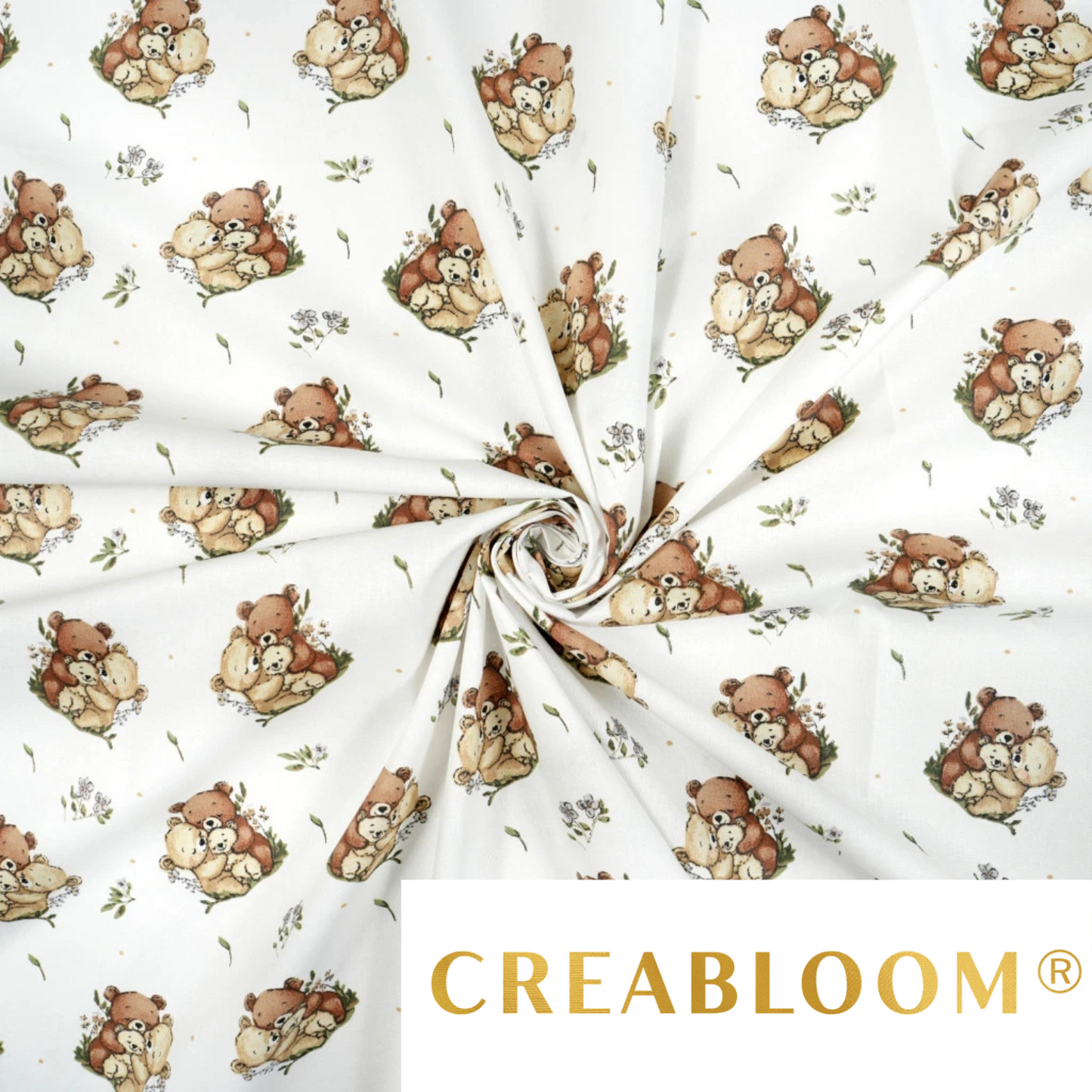 Tissu coton Motif famille d'oursons