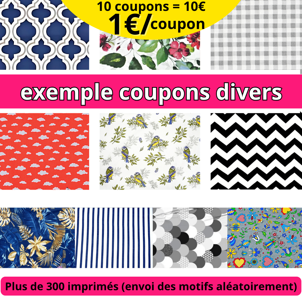 Lot SURPRISE de 10 coupons de 30x45cm / imprimés divers