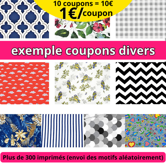 Lot SURPRISE de 10 coupons de 30x45cm / imprimés divers