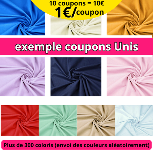 Lot SURPRISE de 10 coupons de 30x45cm / couleurs unies