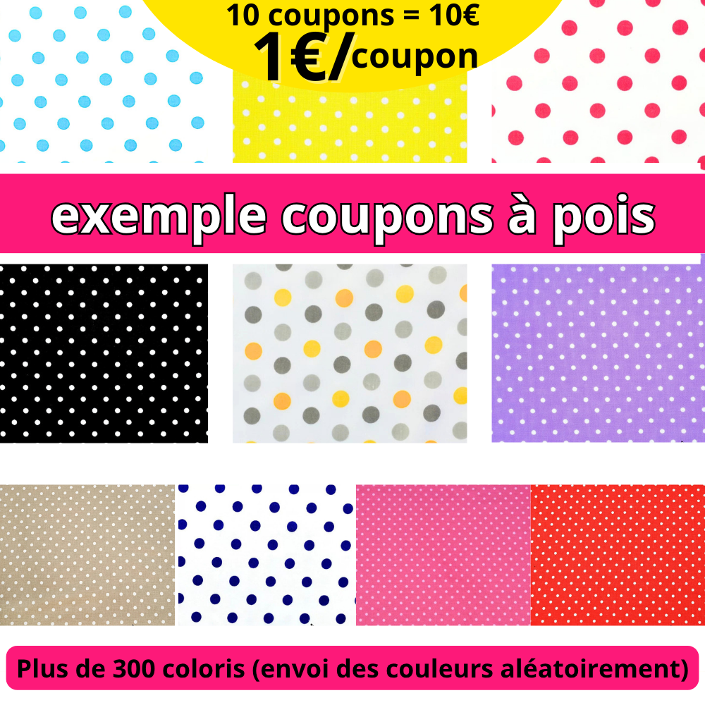 Lot SURPRISE de 10 coupons de 30x45cm / imprimés à pois