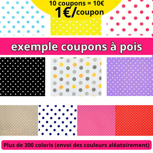 Lot SURPRISE de 10 coupons de 30x45cm / imprimés à pois