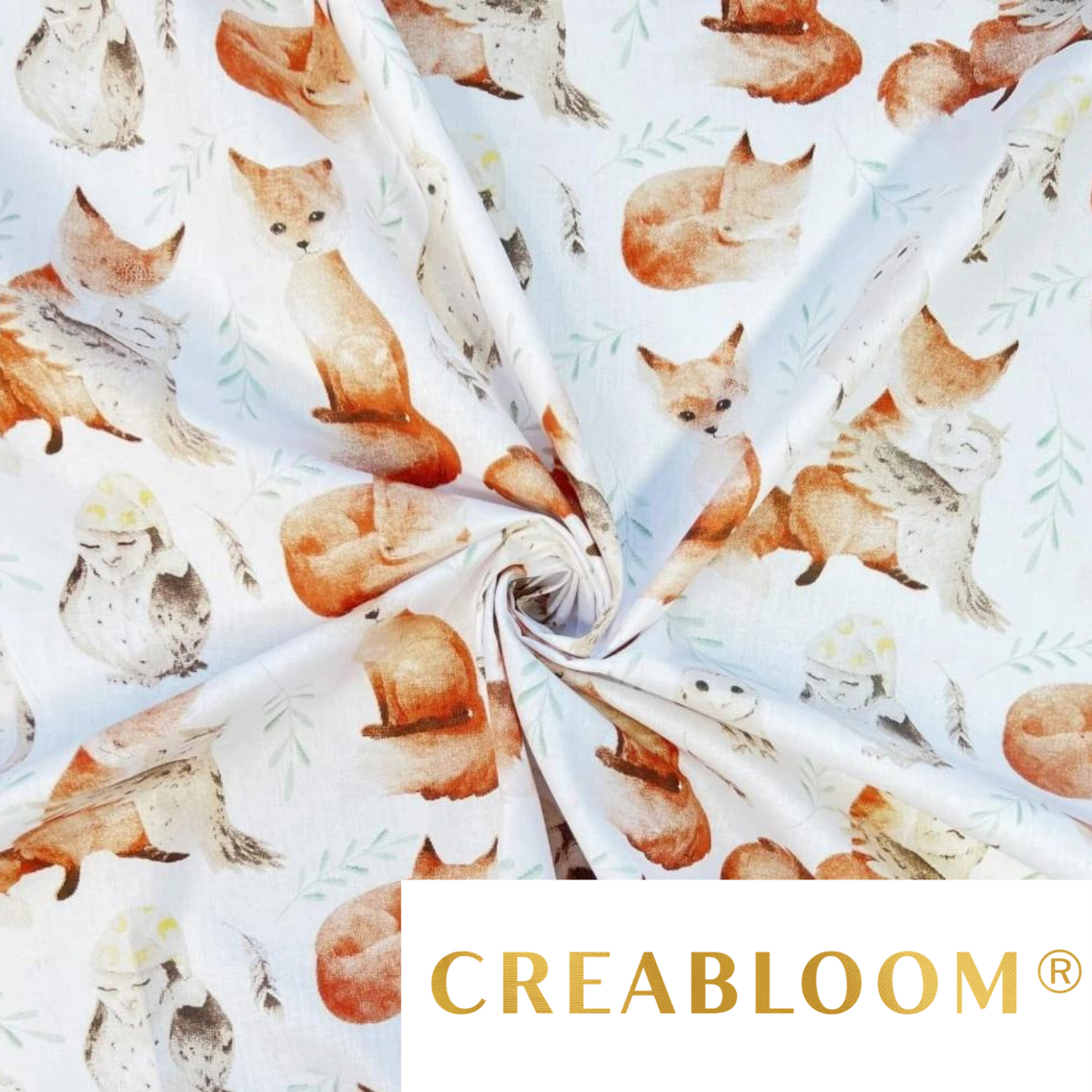 Tissu Coton Motif Renards Et Chouettes