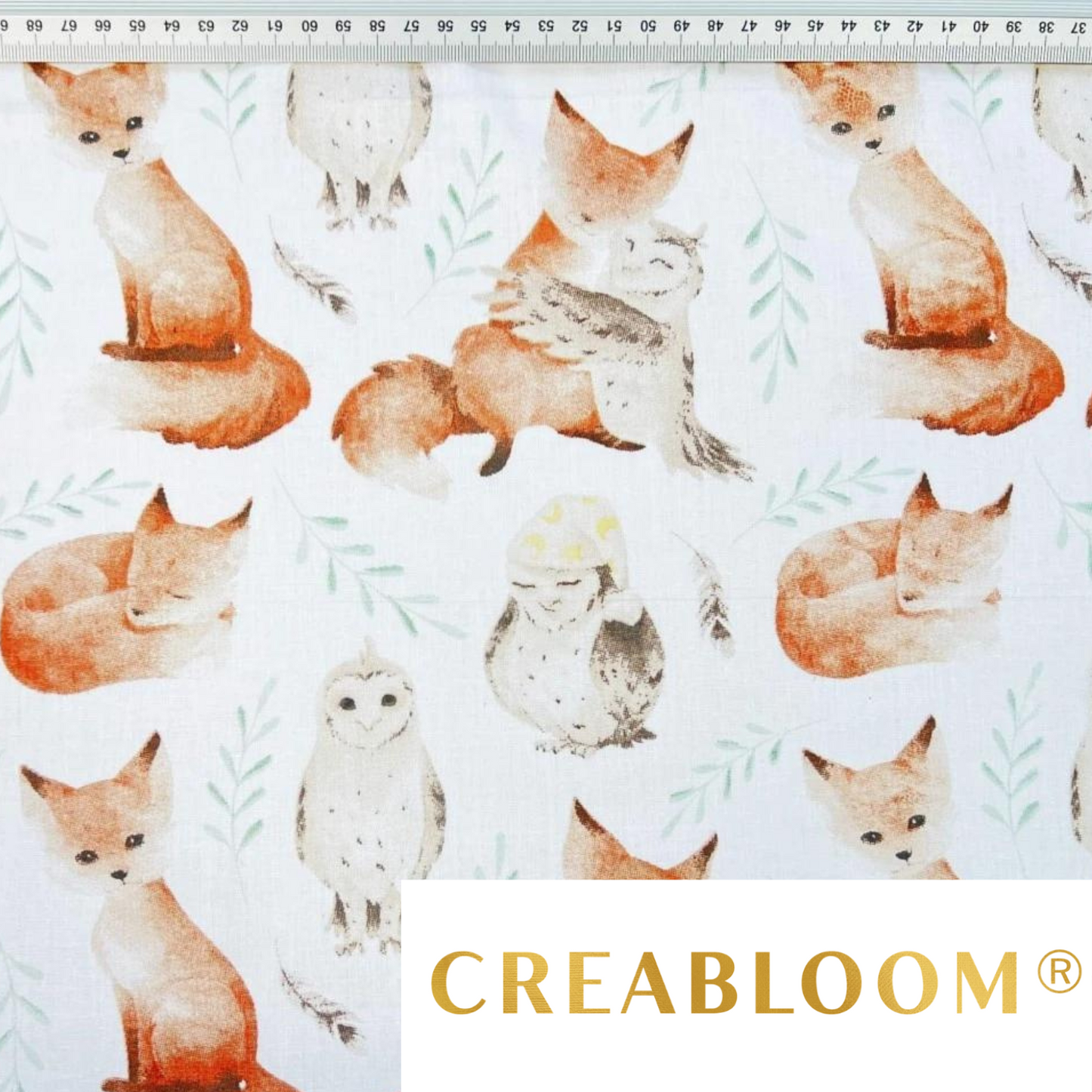 Tissu Coton Motif Renards Et Chouettes