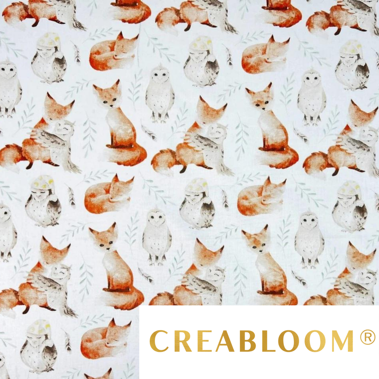 Tissu Coton Motif Renards Et Chouettes