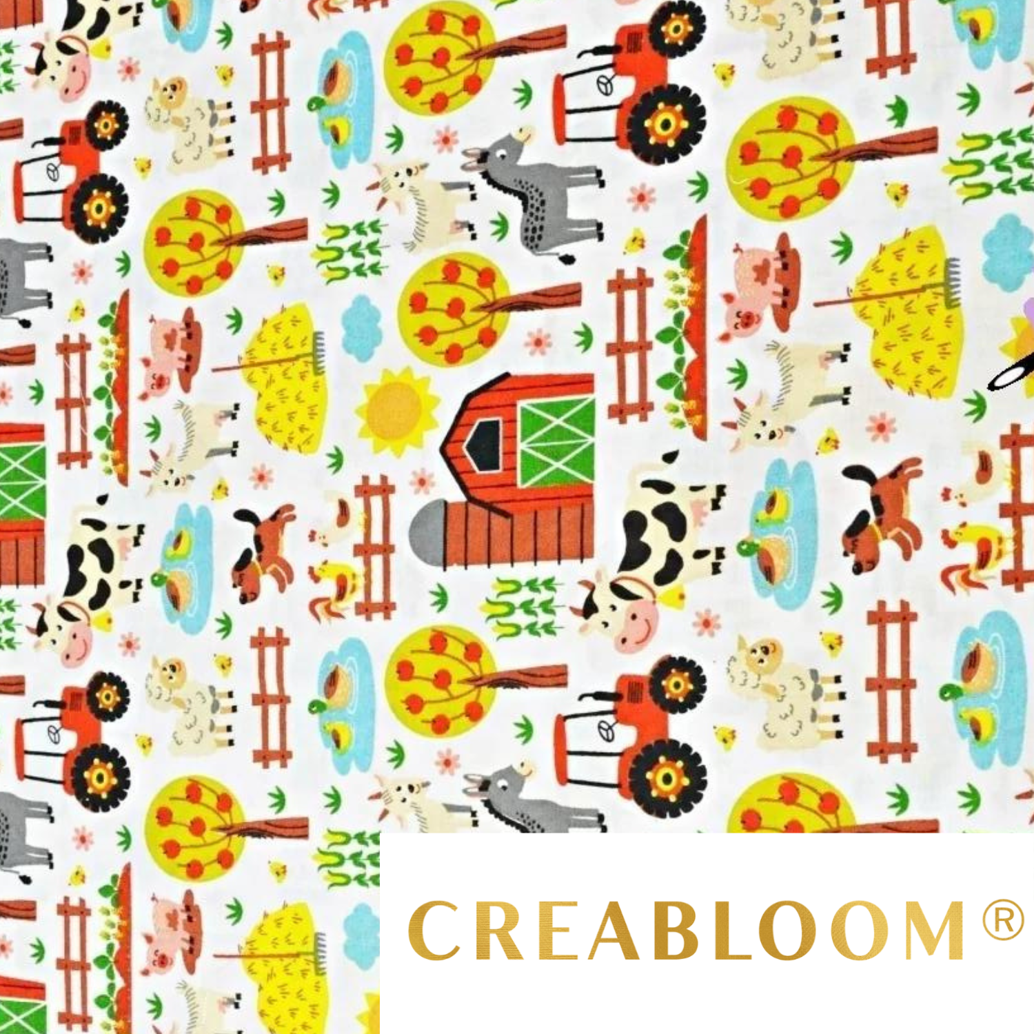 Tissu Coton Motif Animaux De La Ferme