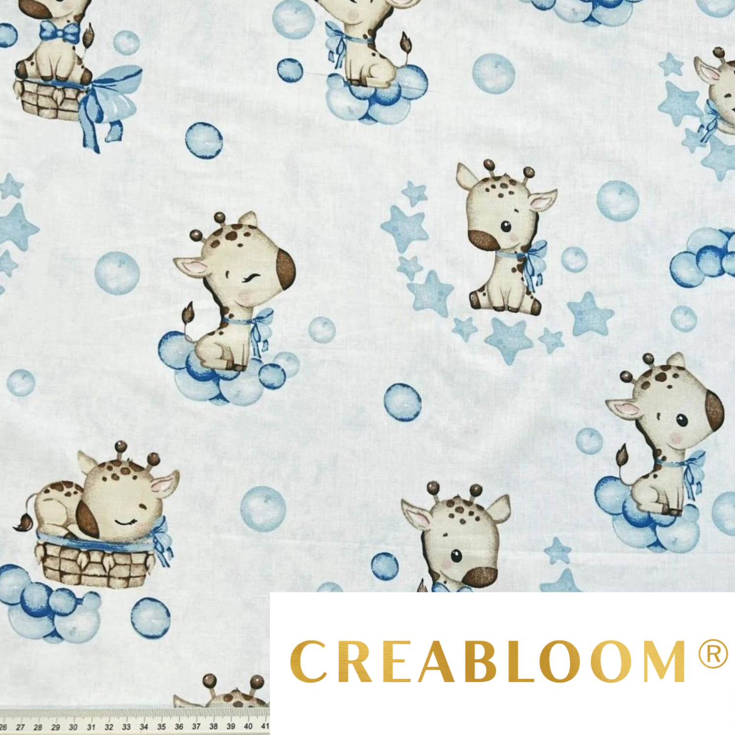 Tissu Coton Motif Bébés Girafes