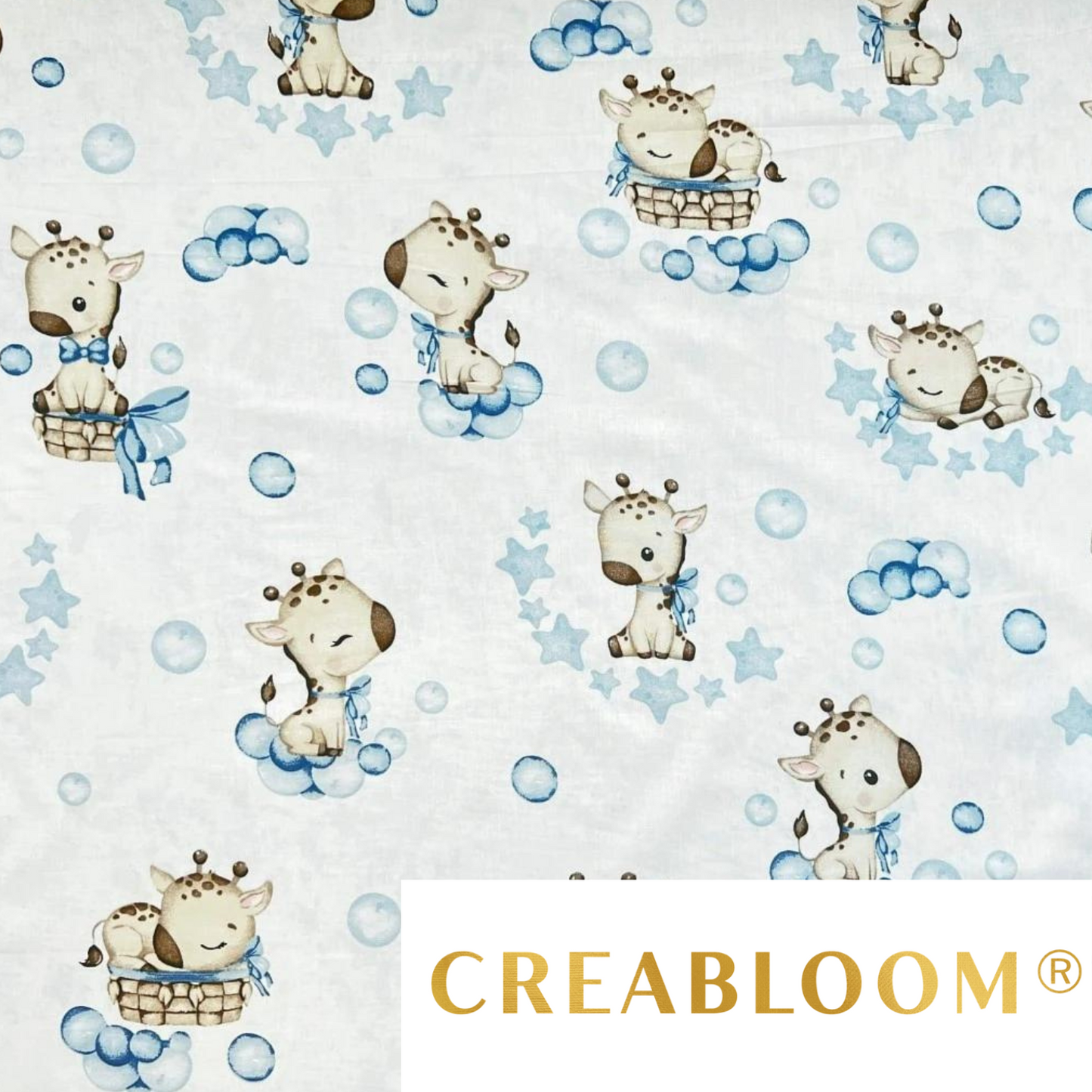 Tissu Coton Motif Bébés Girafes
