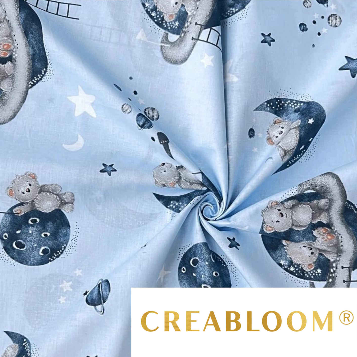 Tissu Coton Motif Oursons Et Planètes