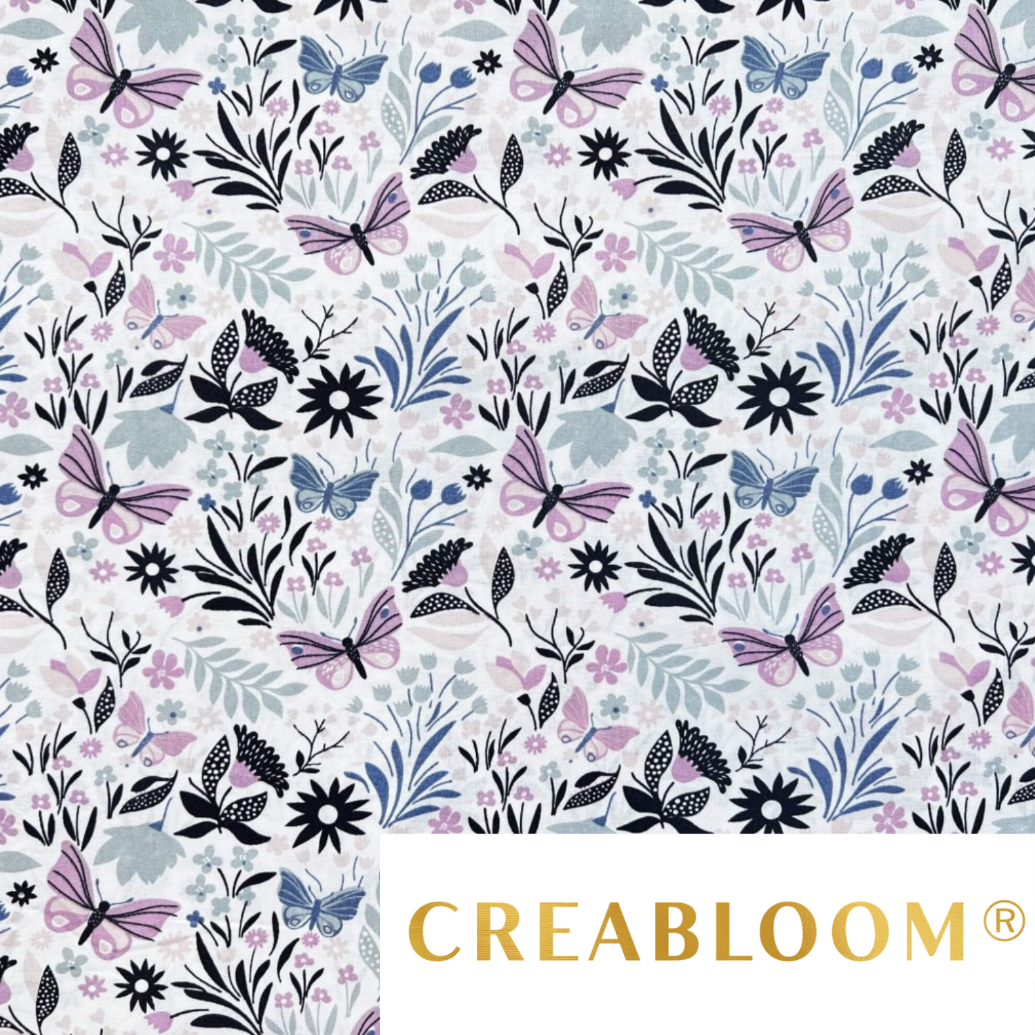 Tissu Coton Motif Fleurs Et Papillons