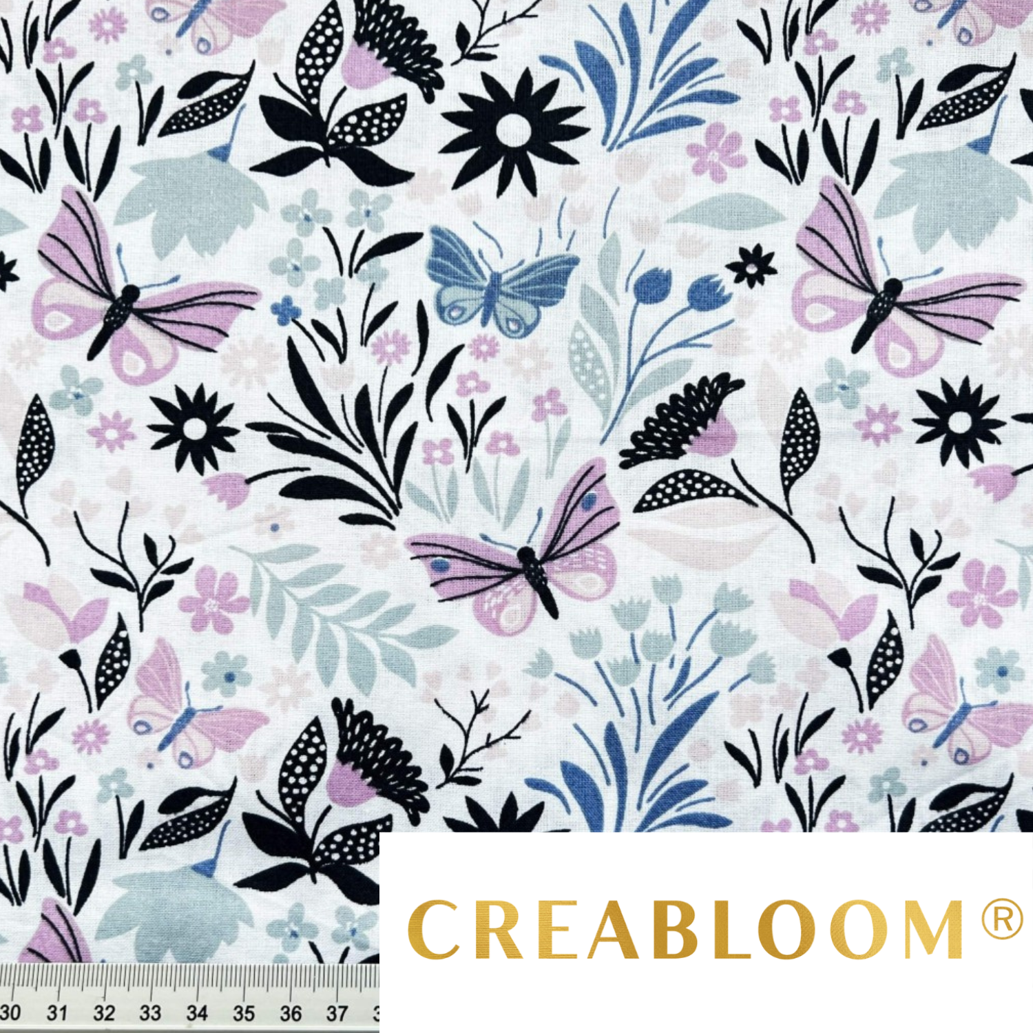 Tissu Coton Motif Fleurs Et Papillons
